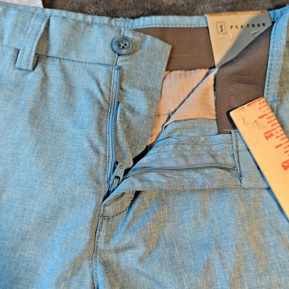 2 Boys PGA Tour Flat Front Golf Shorts Size 12, Blue & Stripe NEW MSRP $72